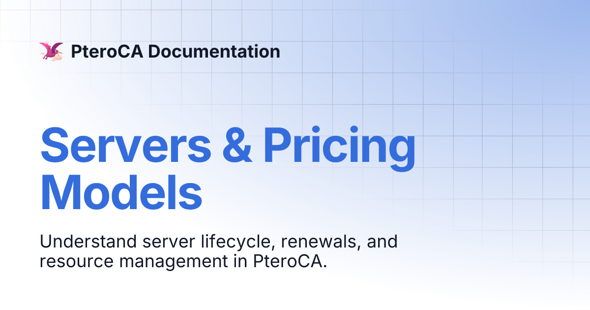 Servers & Pricing Models | PteroCA Documentation