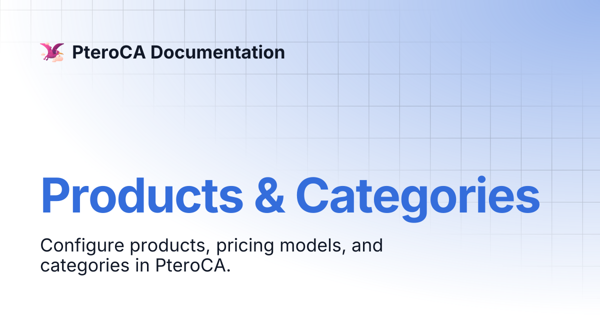 Products & Categories | PteroCA Documentation