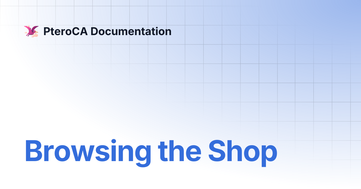 Browsing the Shop | PteroCA Documentation