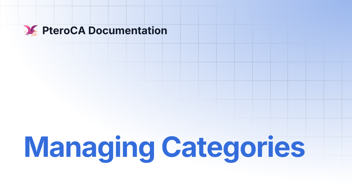 Managing Categories | PteroCA Documentation