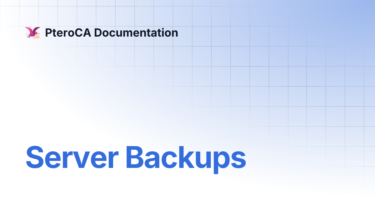 Server Backups | PteroCA Documentation