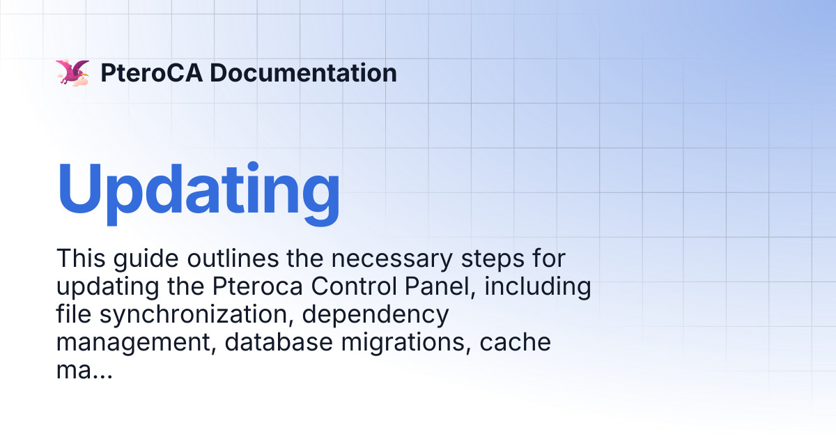 Updating | PteroCA Documentation